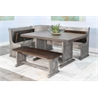 Kingfisher Lane Solid Mahogany Wood Breakfast Nook Set in Gray