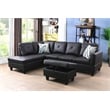 Kingfisher Lane L Shaped Black Couch with Ottoman(Pillows Included) Microfiber