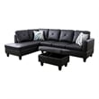 Kingfisher Lane L Shaped Black Couch with Ottoman(Pillows Included) Microfiber