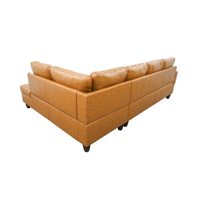 Kingfisher Lane L Shaped Ginger Couch with Ottoman(Pillows Included) Microfiber