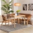 Kingfisher Lane 3-Piece Wood & Rattan Dining Nook Set in Brown
