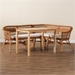 Kingfisher Lane 3-Piece Wood & Rattan Dining Nook Set in Brown
