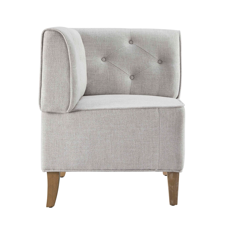 Kingfisher Lane Wood Upholstered Corner Nook Bench in Light Grey