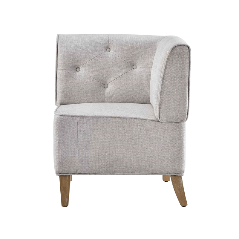 Kingfisher Lane Wood Upholstered Corner Nook Bench in Light Grey