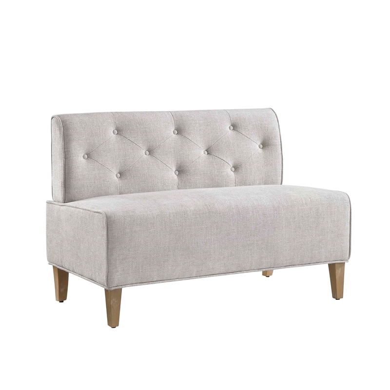 Kingfisher Lane Wood Upholstered Corner Nook Bench in Light Grey