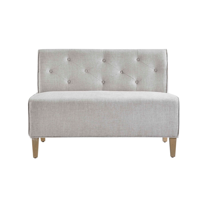 Kingfisher Lane Wood Upholstered Corner Nook Bench in Light Grey