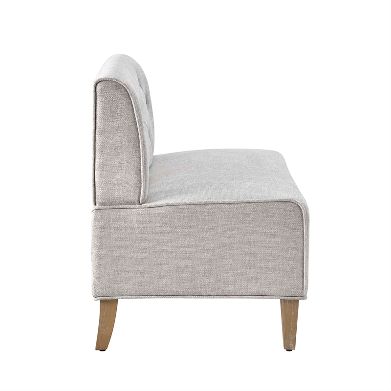 Kingfisher Lane Wood Upholstered Corner Nook Bench in Light Grey