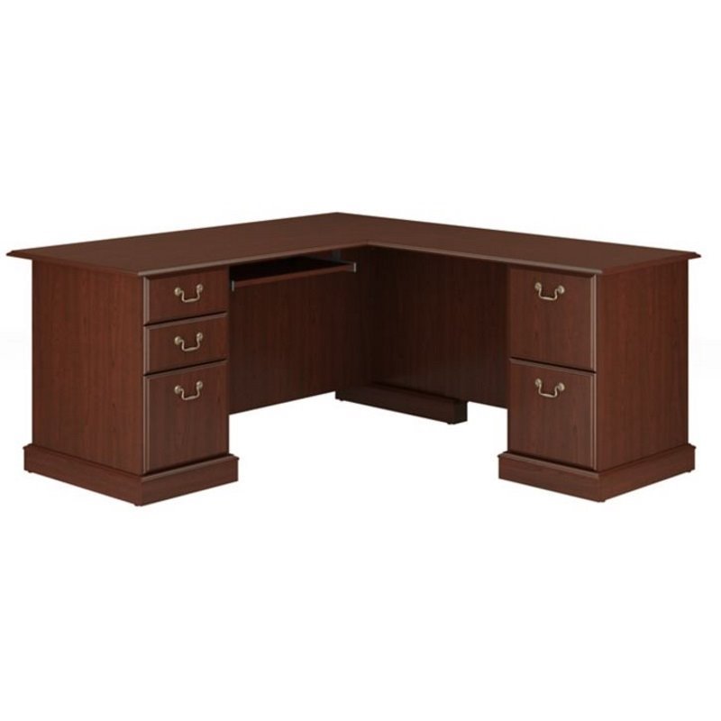 Kingfisher Lane Modern L Shaped Computer Desk in Harvest Cherry