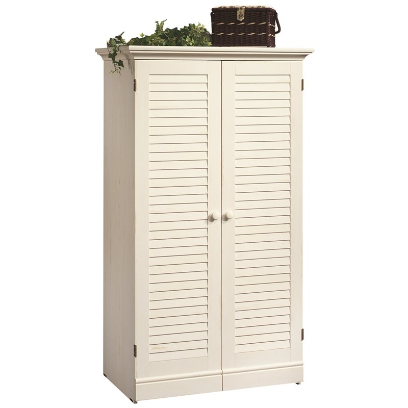 Kingfisher Lane Contemporary Craft Armoire in Antique White Finish