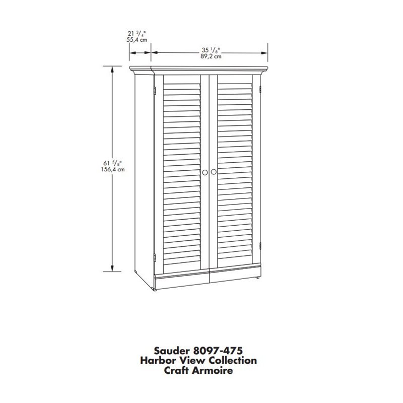 Kingfisher Lane Contemporary Craft Armoire in Antique White Finish