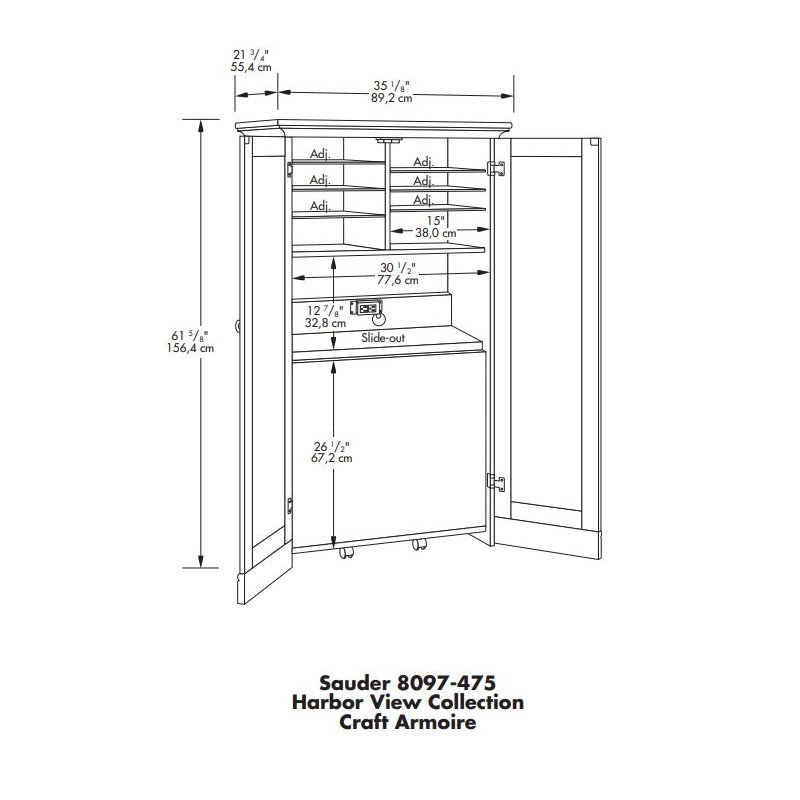 Kingfisher Lane Contemporary Craft Armoire in Antique White Finish
