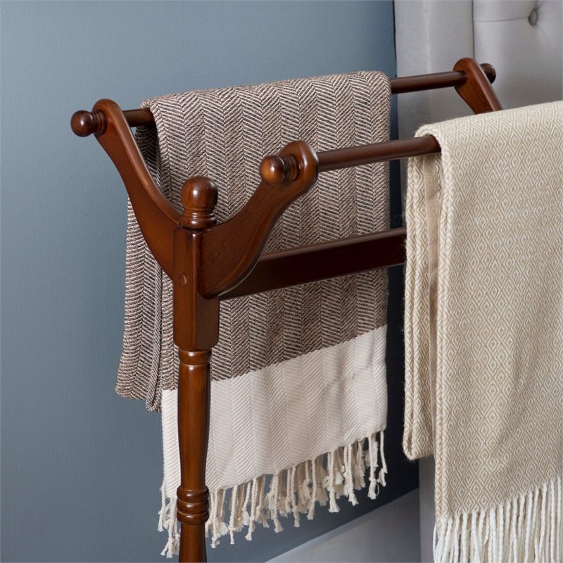 Kingfisher Lane Contemporary Heirloom Wood Blanket Rack in Cherry