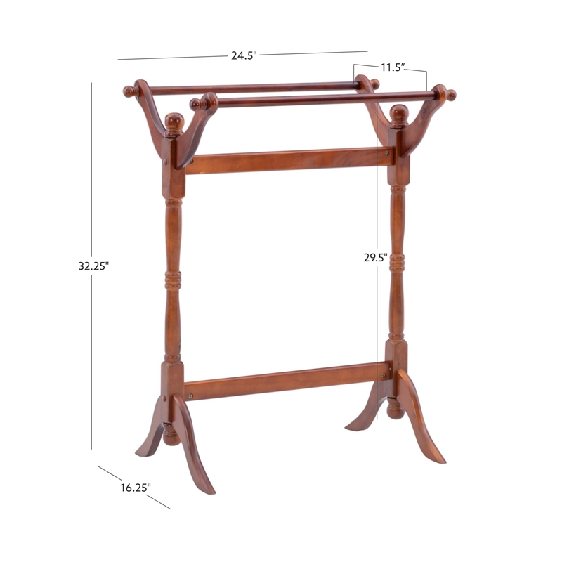 Kingfisher Lane Contemporary Heirloom Wood Blanket Rack in Cherry