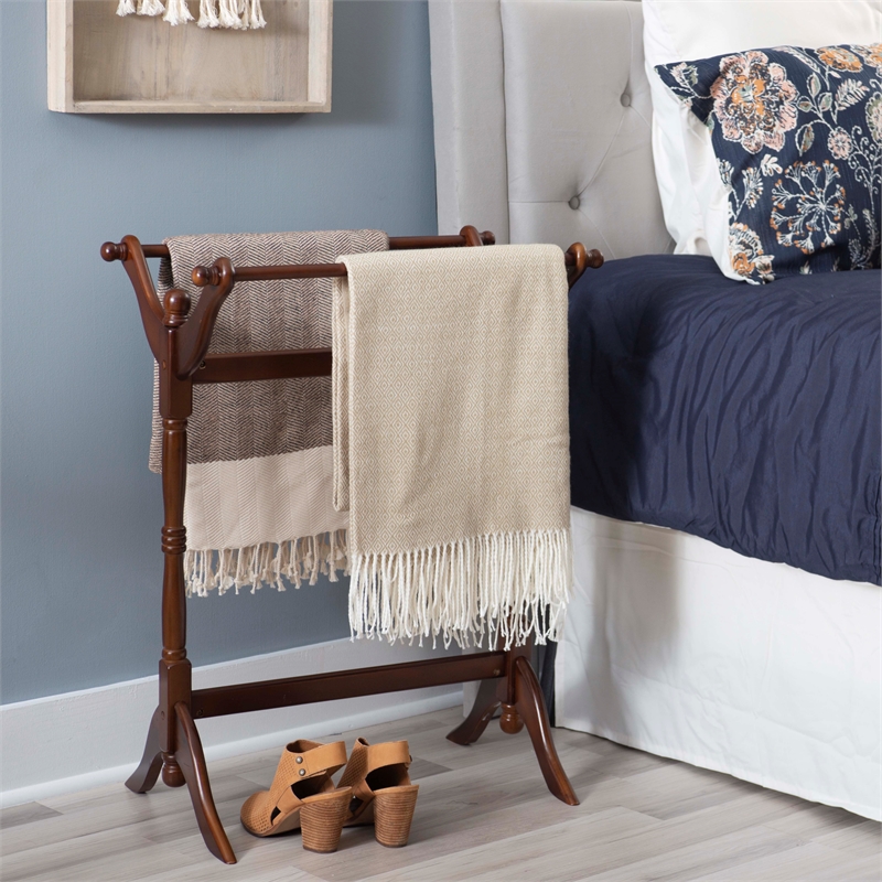 Kingfisher Lane Contemporary Heirloom Wood Blanket Rack in Cherry