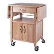Kingfisher Lane Solid Wood Kitchen Cart with Drop Leaf in Natural