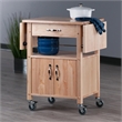 Kingfisher Lane Solid Wood Kitchen Cart with Drop Leaf in Natural
