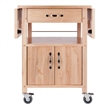 Kingfisher Lane Solid Wood Kitchen Cart with Drop Leaf in Natural