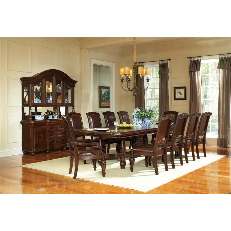 Kingfisher Lane Contemporary Leather Dining Chair in Cherry Finish
