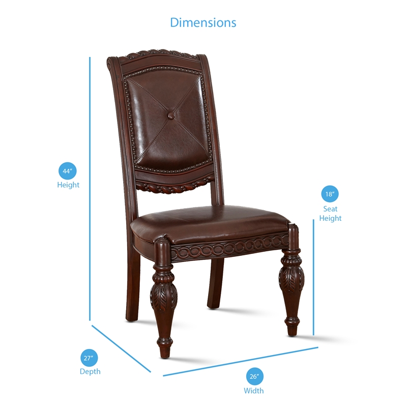 Kingfisher Lane Contemporary Leather Dining Chair in Cherry Finish