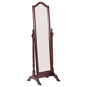 Kingfisher Lane Rectangular Wood Cheval Mirror with Arched Top in Merlot