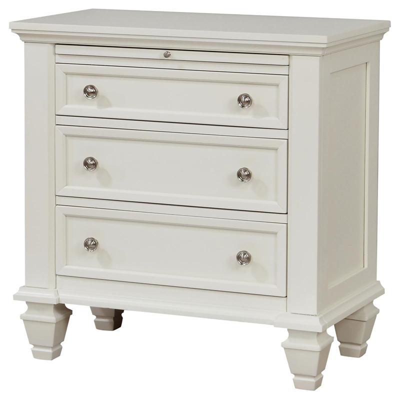 Kingfisher Lane Coastal 3-Drawer Wood Nightstand in White Finish