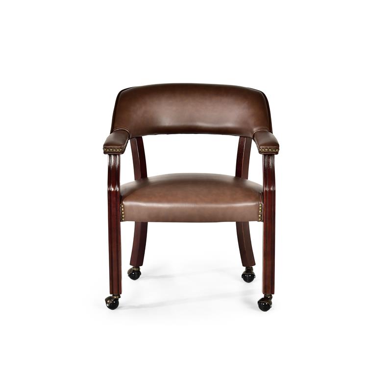 Kingfisher Lane Contemporary Captains Chair with Casters in Brown