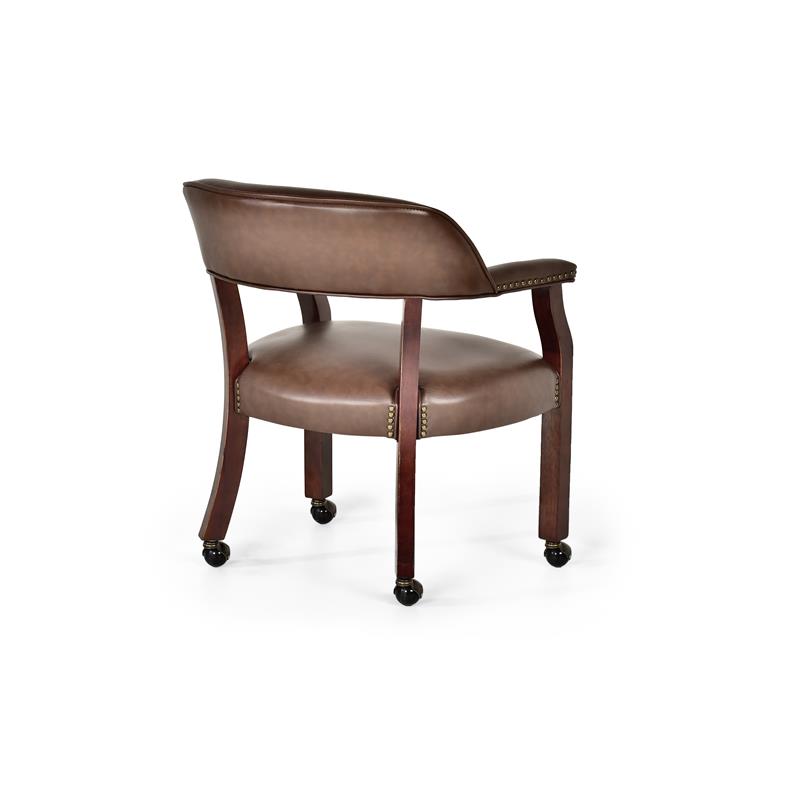 Kingfisher Lane Contemporary Captains Chair with Casters in Brown