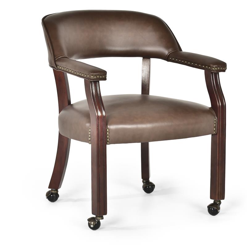 Kingfisher Lane Contemporary Captains Chair with Casters in Brown