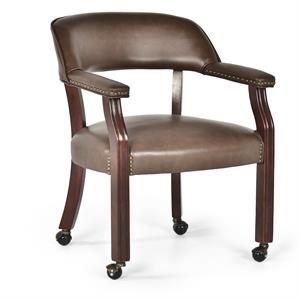 Kingfisher Lane Contemporary Captains Chair with Casters in Brown