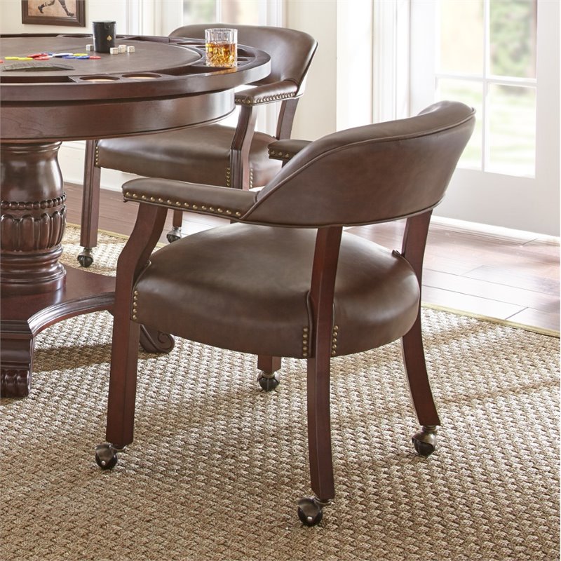 Kingfisher Lane Contemporary Captains Chair with Casters in Brown