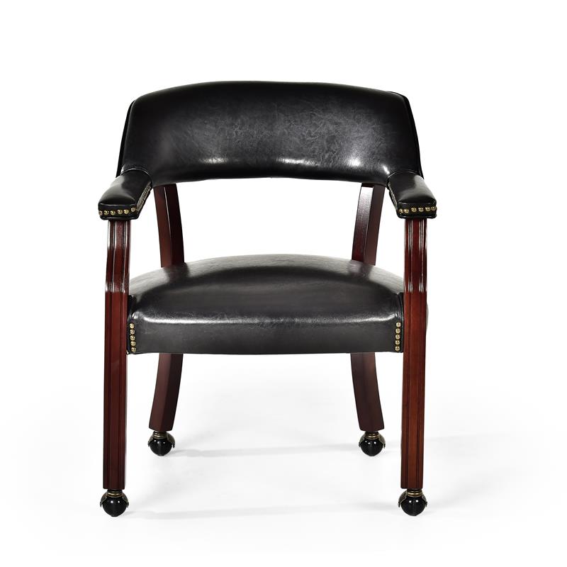 Kingfisher Lane Traditional Wood Black Arm Chair with Casters