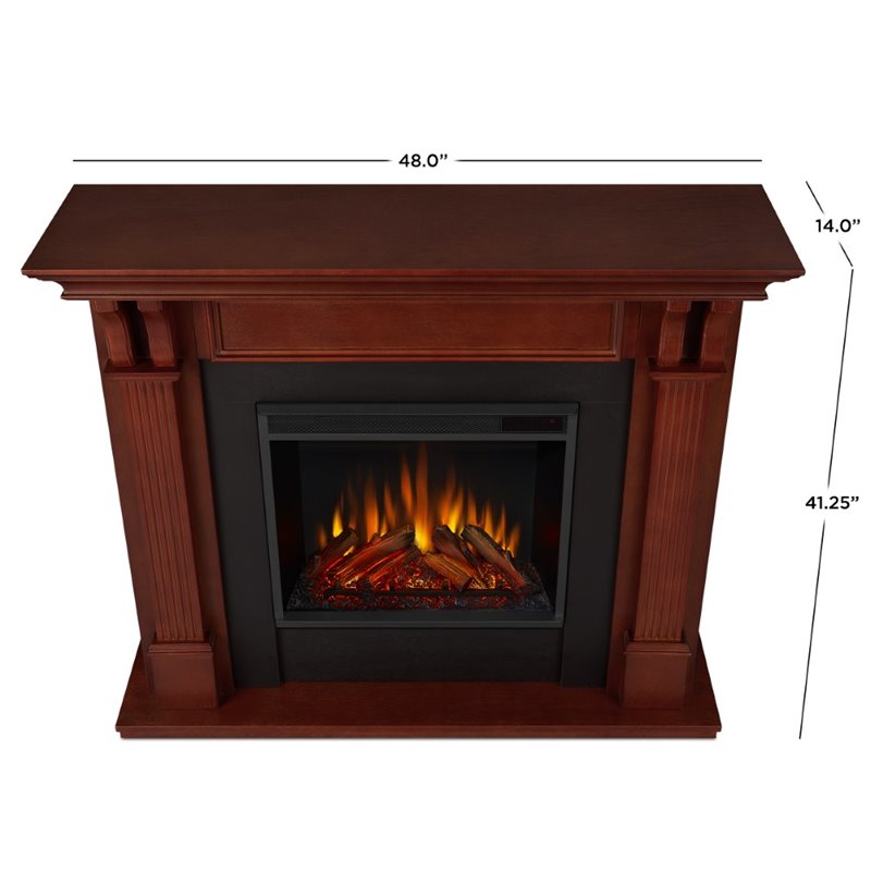 Kingfisher Lane Contemporary Electric Fireplace in Mahogany Finish