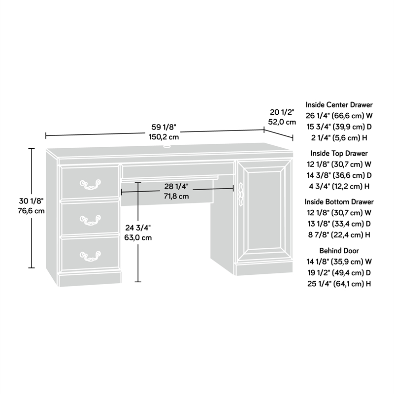 Kingfisher Lane Engineered Wood Computer Credenza in Classic Cherry
