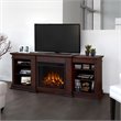 Kingfisher Lane Modern TV Stand Electric Fireplace in Dark Walnut