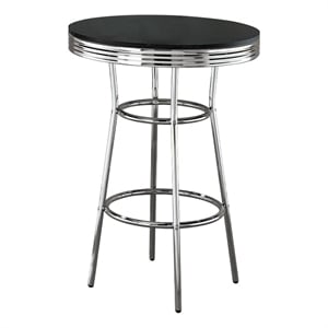 Kingfisher Lane 30&quot Round Metal Pub Table with Lacquer Tabletop in Black
