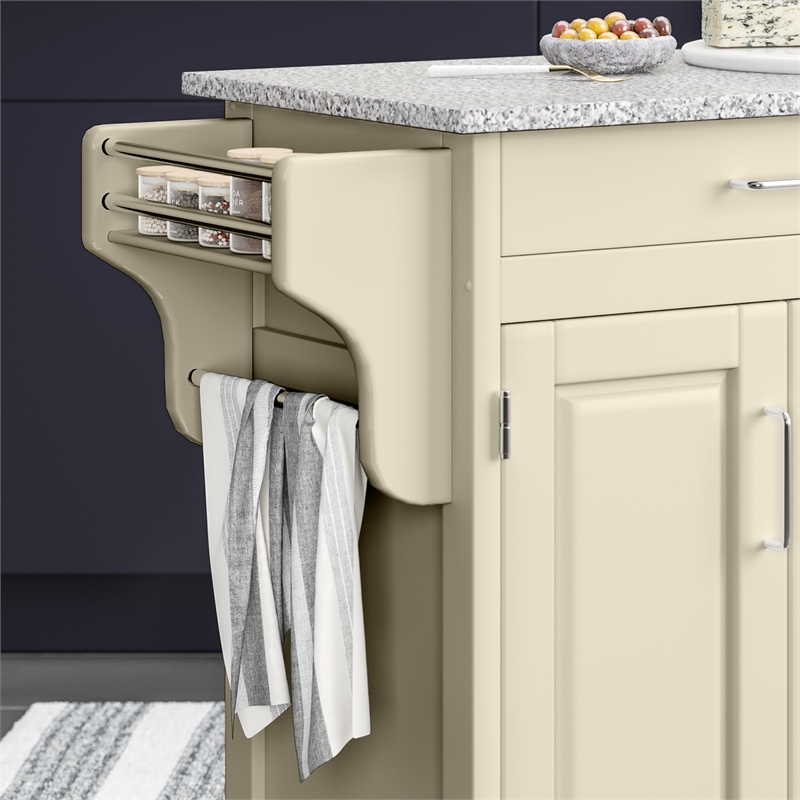 Kingfisher Lane Modern Wood Rolling Kitchen Cart in Off White