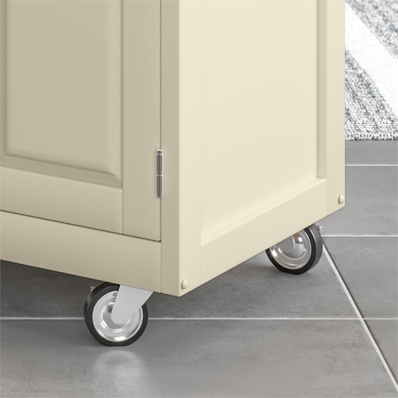 Kingfisher Lane Modern Wood Rolling Kitchen Cart in Off White