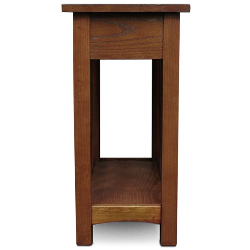 Kingfisher Lane Modern Mission Wood End Table in Medium Oak Brown