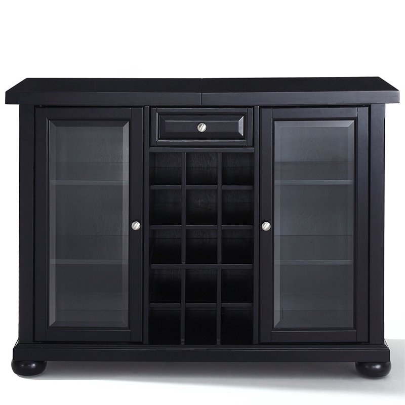 Kingfisher Lane Contemporary Sliding Top Bar Cabinet in Black