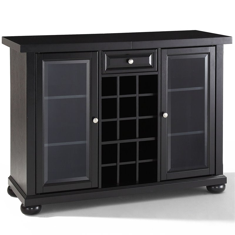 Kingfisher Lane Contemporary Sliding Top Bar Cabinet in Black