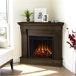 Kingfisher Lane Traditional Wood Espresso Electric Corner Fireplace
