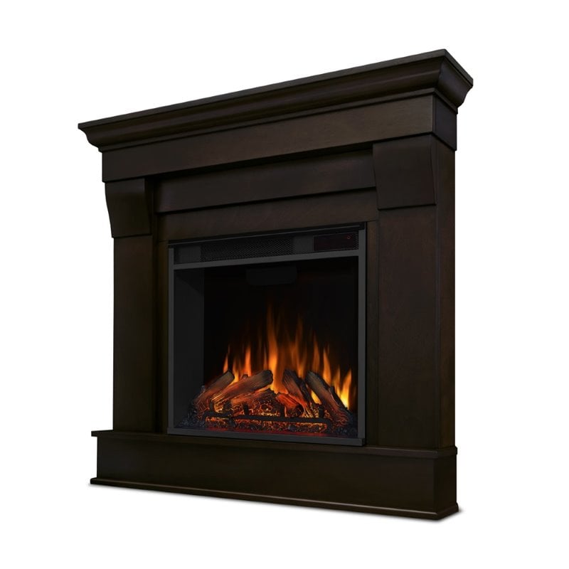 Kingfisher Lane Traditional Wood Espresso Electric Corner Fireplace