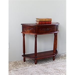 Kingfisher Lane Modern Half Moon Console Table in Walnut Stain
