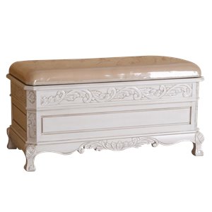 Kingfisher Lane Contemporary Storage Trunk Bench in Antique White