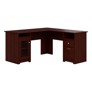 Kingfisher Lane 60&quot L-Shaped Computer Desk in Harvest Cherry