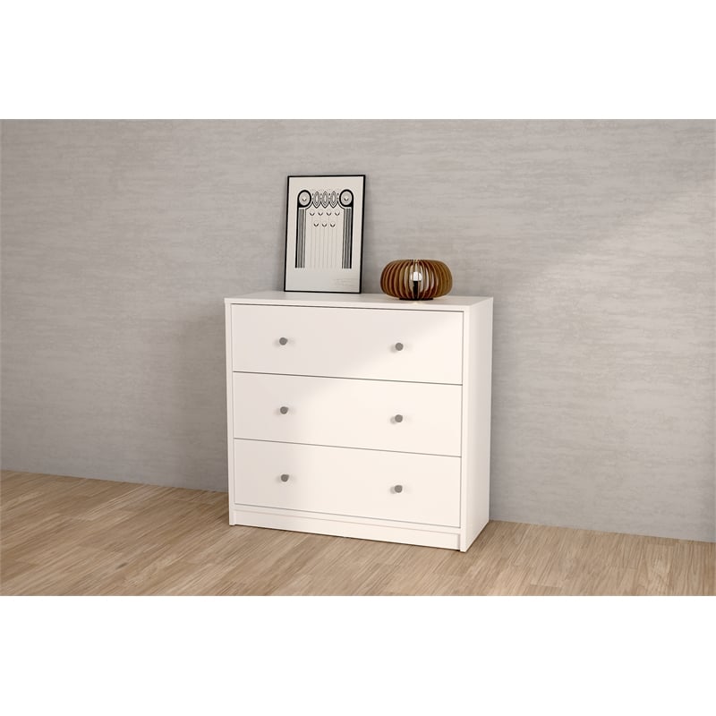 Kingfisher Lane Contemporary Three Drawer Chest in White Finish