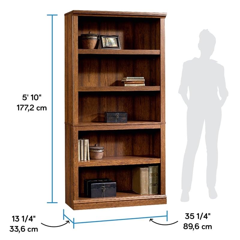 Kingfisher Lane Engineered Wood 5 Shelf Bookcase in Washington Cherry