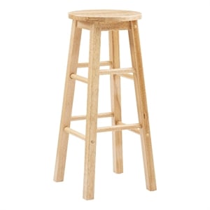 Kingfisher Lane 29&quot Backless Wood Bar Stool in Natural Brown