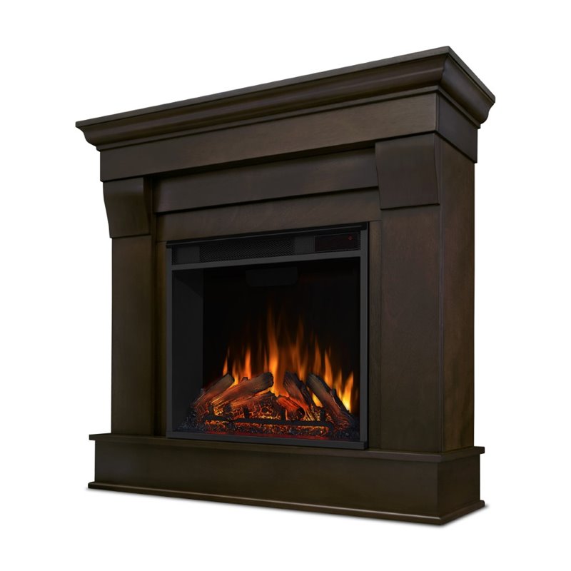 Kingfisher Lane Contemporary Electric Fireplace in Dark Walnut