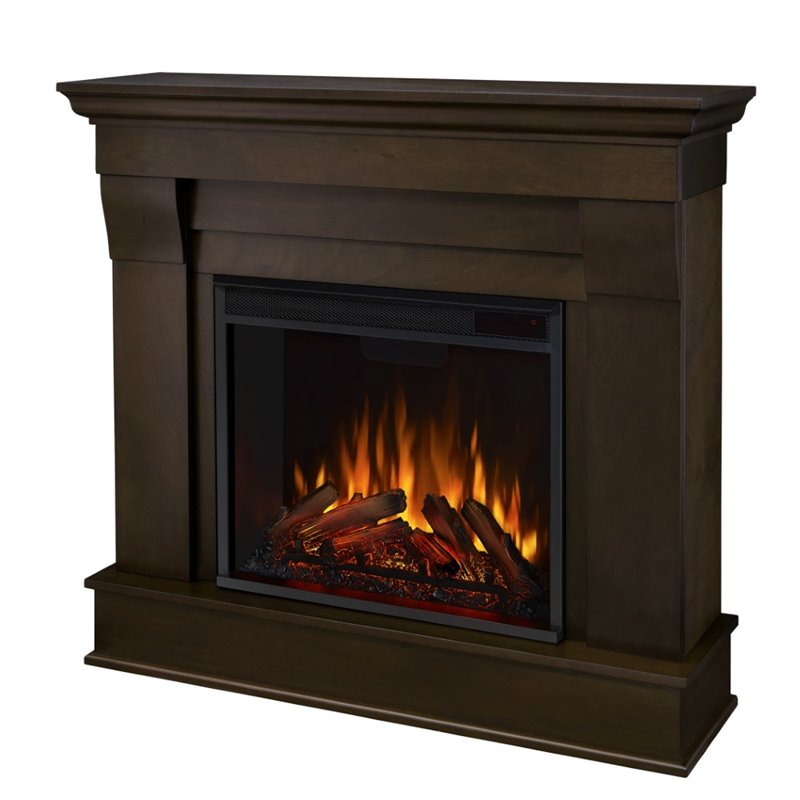 Kingfisher Lane Contemporary Electric Fireplace in Dark Walnut